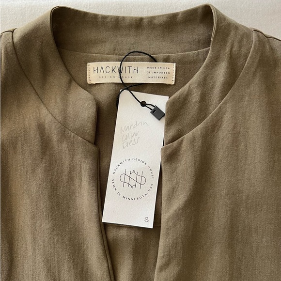 Hackwith Design House Mandarin Collar Dress in Olive - Picture 10 of 16